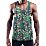 Watercolor Blooming Cactus Print Training Tank Top