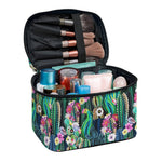 Watercolor Blooming Cactus Print Travel Makeup Bag