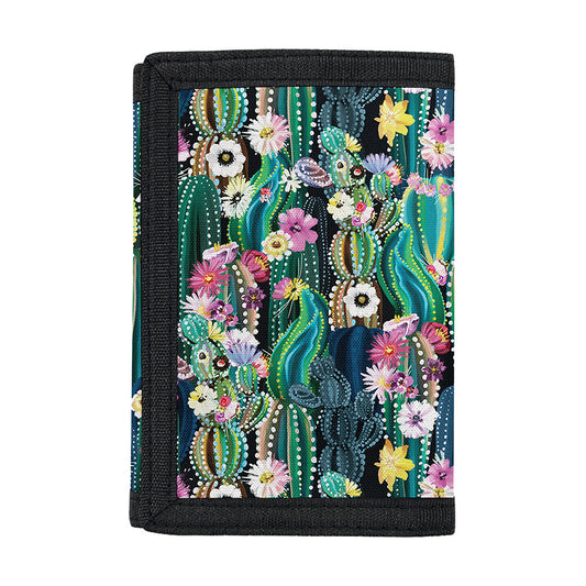 Watercolor Blooming Cactus Print Trifold Wallet