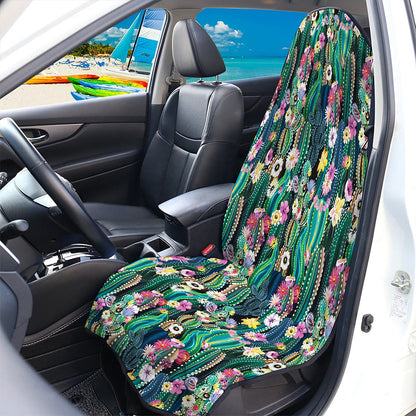 Watercolor Blooming Cactus Print Waterproof Car Seat Cover