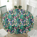 Watercolor Blooming Cactus Print Waterproof Round Tablecloth