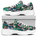 Watercolor Blooming Cactus Print White Chunky Shoes