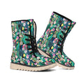 Watercolor Blooming Cactus Print Winter Boots