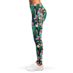 Watercolor Blooming Cactus Print Women's Leggings