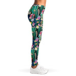Watercolor Blooming Cactus Print Women's Leggings