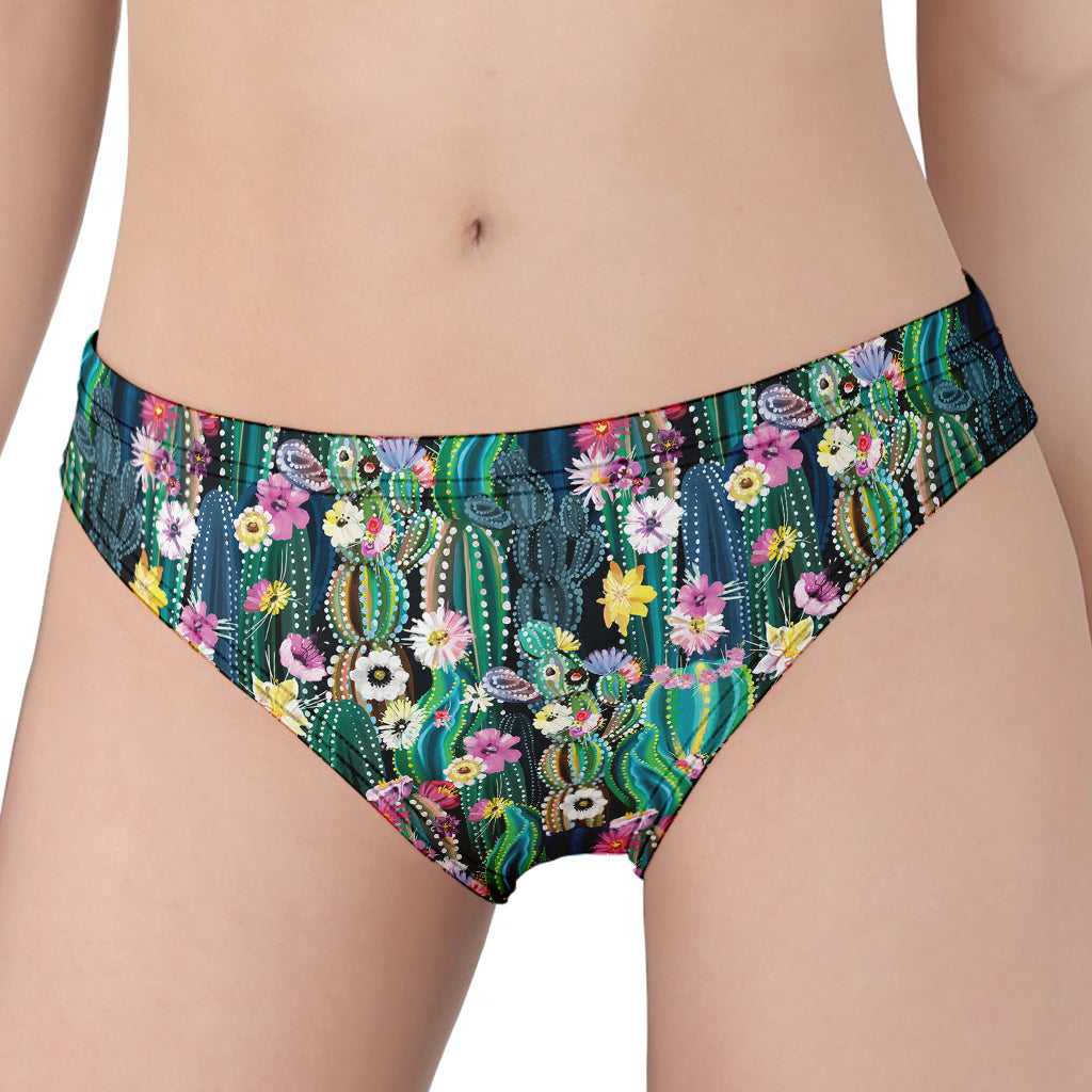 Watercolor Blooming Cactus Print Women's Panties