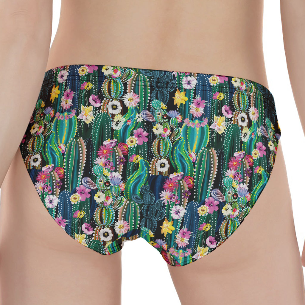 Watercolor Blooming Cactus Print Women's Panties