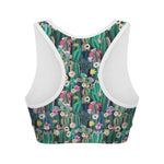Watercolor Blooming Cactus Print Women's Sports Bra