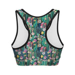 Watercolor Blooming Cactus Print Women's Sports Bra