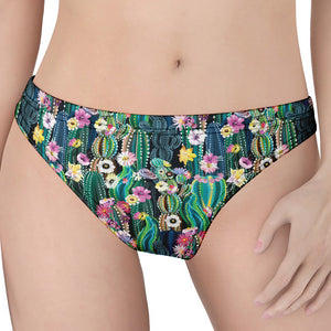 Watercolor Blooming Cactus Print Women's Thong