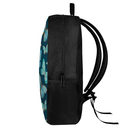 Watercolor Blue Butterfly Pattern Print 17 Inch Backpack