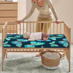 Watercolor Blue Butterfly Pattern Print Baby Crib Sheet