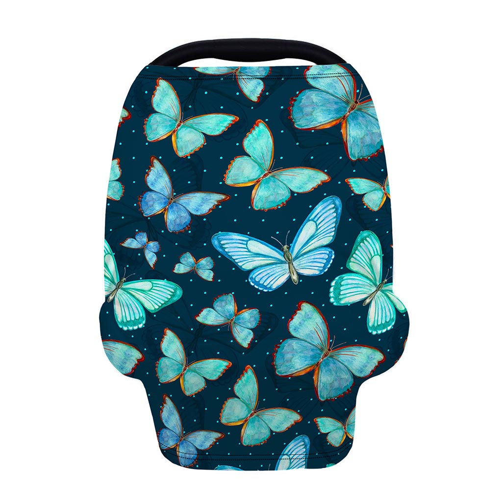 Watercolor Blue Butterfly Pattern Print Baby Seat Cover