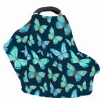 Watercolor Blue Butterfly Pattern Print Baby Seat Cover