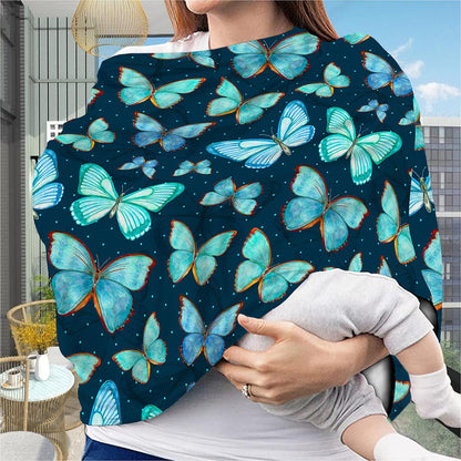 Watercolor Blue Butterfly Pattern Print Baby Seat Cover