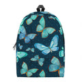 Watercolor Blue Butterfly Pattern Print School Backpack