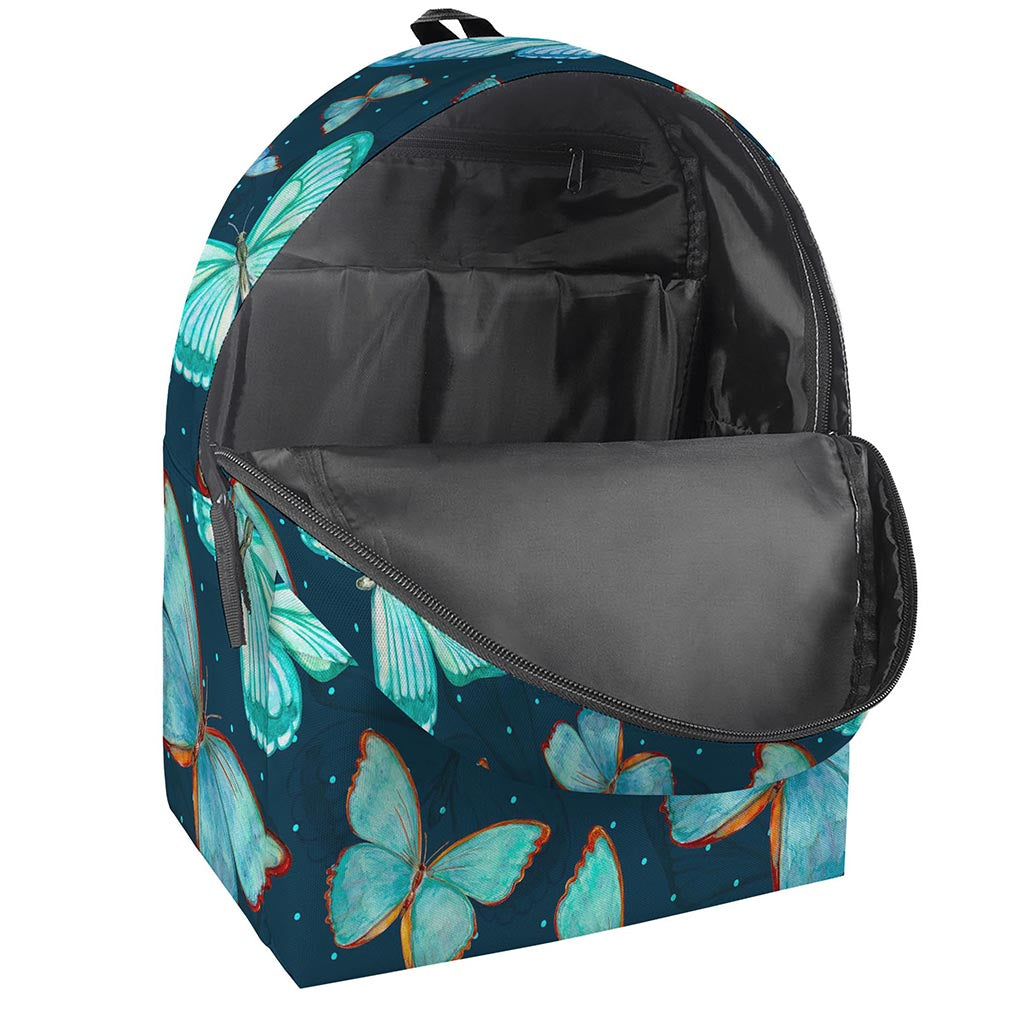 Watercolor Blue Butterfly Pattern Print Backpack