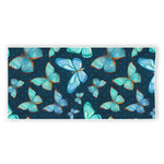 Watercolor Blue Butterfly Pattern Print Beach Towel