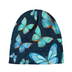 Watercolor Blue Butterfly Pattern Print Beanie