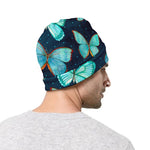 Watercolor Blue Butterfly Pattern Print Beanie
