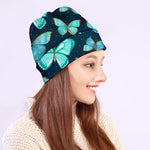 Watercolor Blue Butterfly Pattern Print Beanie