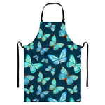 Watercolor Blue Butterfly Pattern Print Bib Apron With Pocket