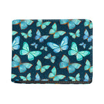 Watercolor Blue Butterfly Pattern Print Bifold Wallet