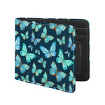 Watercolor Blue Butterfly Pattern Print Bifold Wallet