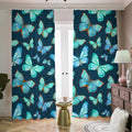 Watercolor Blue Butterfly Pattern Print Dimout Pencil Pleat Curtains