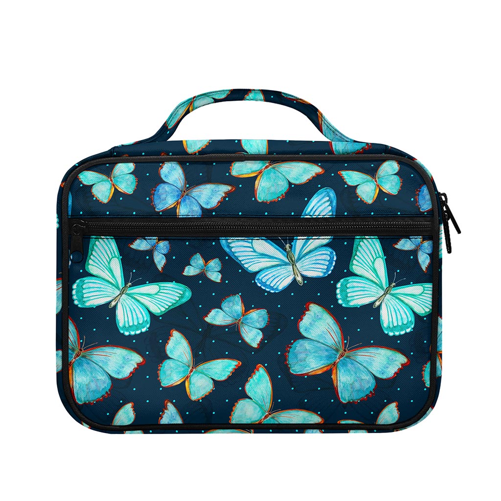 Watercolor Blue Butterfly Pattern Print Briefcase Bible Bag