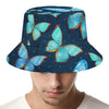 Watercolor Blue Butterfly Pattern Print Bucket Hat