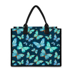 Watercolor Blue Butterfly Pattern Print Canvas Tote Bag