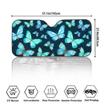 Watercolor Blue Butterfly Pattern Print Car Windshield Sun Shade