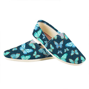 Watercolor Blue Butterfly Pattern Print Casual Shoes