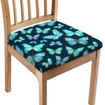Watercolor Blue Butterfly Pattern Print Chair Cushion Cover