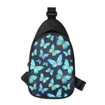 Watercolor Blue Butterfly Pattern Print Chest Bag