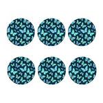 Watercolor Blue Butterfly Pattern Print Coaster Set