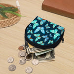 Watercolor Blue Butterfly Pattern Print Coin Purse