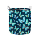 Watercolor Blue Butterfly Pattern Print Collapsible Laundry Basket