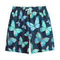 Watercolor Blue Butterfly Pattern Print Cotton Shorts