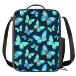 Watercolor Blue Butterfly Pattern Print Crossbody Lunch Bag