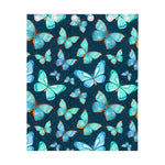 Watercolor Blue Butterfly Pattern Print Curtain