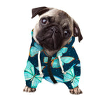 Watercolor Blue Butterfly Pattern Print Dog Zip Up Hoodie