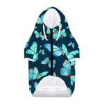 Watercolor Blue Butterfly Pattern Print Dog Zip Up Hoodie