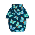 Watercolor Blue Butterfly Pattern Print Dog Zip Up Hoodie