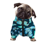 Watercolor Blue Butterfly Pattern Print Dog Zip Up Jacket