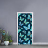 Watercolor Blue Butterfly Pattern Print Door Sticker