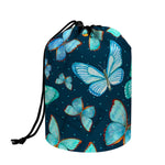 Watercolor Blue Butterfly Pattern Print Drawstring Makeup Bag
