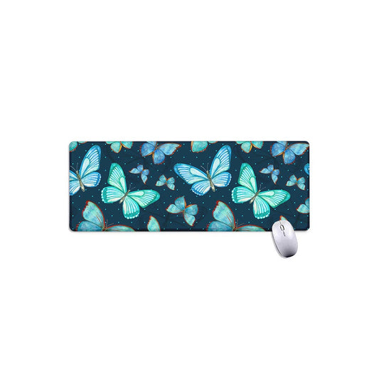 Watercolor Blue Butterfly Pattern Print Extended Mouse Pad