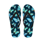 Watercolor Blue Butterfly Pattern Print Flip Flops